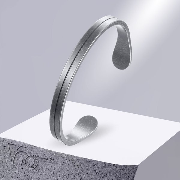 Vnox Retro Vintage Rustikales Herren-Manschettenarmband, wasserdichter Edelstahl-Metallrock-Punk-Wikinger-Armreif, Schmuck, Vatertagsgeschenk