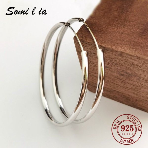 Somila 2022 Punk Mode 70mm Durchmesser Große Hoop Ohrringe Für Frauen S925 Ohrringe Brincos Schmuck Zubehör 3,0 MM Cерьги kольца