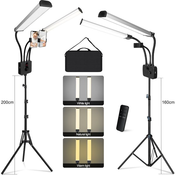 Led Ring Lash Light Double Arms LED Fill Beauty Light z statywem 200 cm do makijażu wideo rzęs fotograficznych selfie oświetlenie