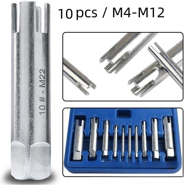 10 pièces jeu d'extracteur de robinet à vis M4-M24 dissolvant de robinet à vis endommagé en acier allié robinets à tête cassée clé extracteur foret