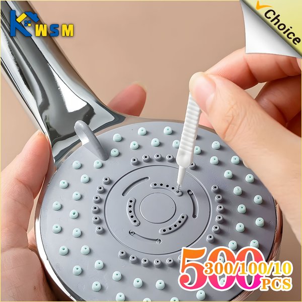 Brosse de nettoyage de douche, 10 à 500 pièces, Micro buse de brosse en Nylon, outils de nettoyage Anti-blocage, accessoires de salle de bains
