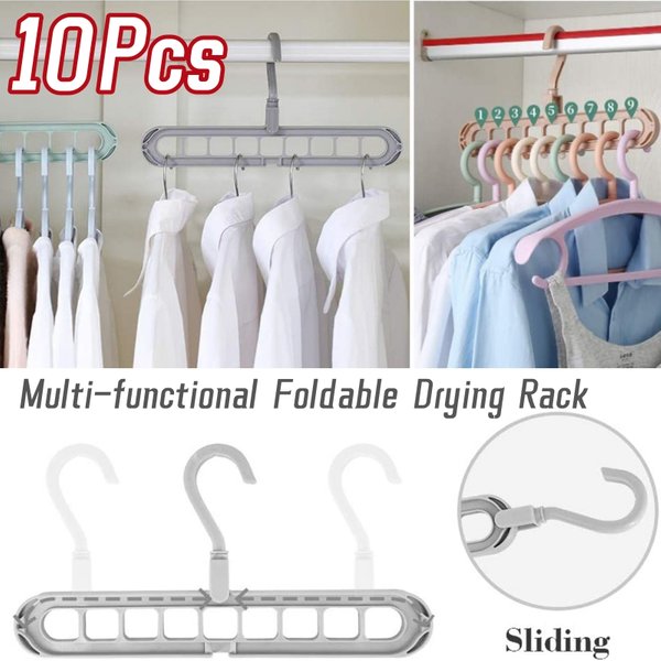 5/10pcs multifunktion ale faltbare Wäsche ständer Schal 9 Löcher Schrank Organizer Kleiderbügel kreative Kunststoff Lagerung rotierend