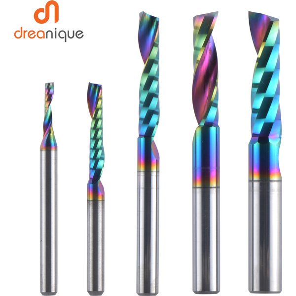 1pc AAAAA Single Flute Carbide Spiral End Mill 3.175 ,4,5,6mm Aluminum Milling Cutter Engraving Woodworking Acrylic DLC Coating