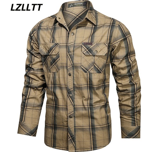 Chemises Cargo à manches longues en coton militaire pour hommes, chemises légères à séchage rapide, chemises de travail tactiques de l'armée en plein air, printemps automne