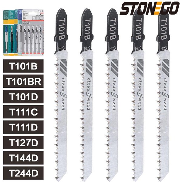 STONEGO HCS Jigsaw Blade Set T101B T101D T144D T101BR T244D T127D T111C T111D 100mm T Shank Saw Blade For Wood/Metal Cutting