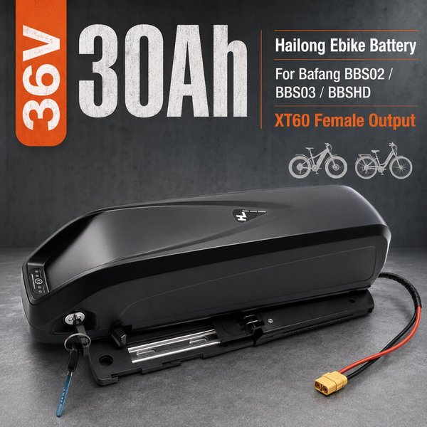Kompatibler Akku für Bafang BBS02 BBS03 BBSHD Motor, 36V 48V Lithium-Ionen Hailong E-Bike Akkupack mit BMS