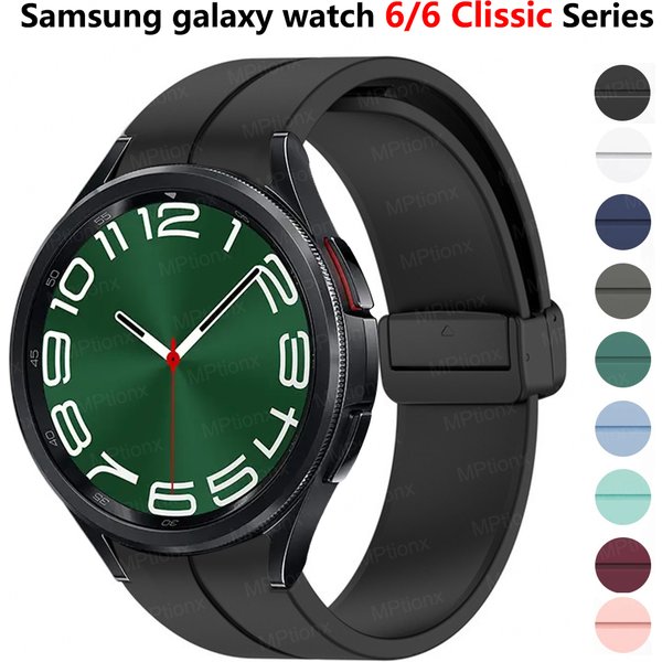 Bracelet Original en Silicone pour Samsung Galaxy Watch 6 Classic, Accessoire Magnétique et Réglable, de 47mm, 43mm, 40mm, 44mm