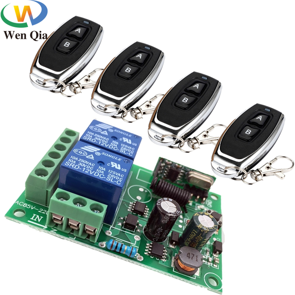 433MHz télécommande universelle sans fil 220V 10A 2CH Rf relais récepteur et émetteur pour télécommande/ampoule/moteur/bricolage