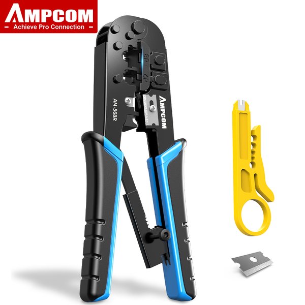 AMPCOM rj45 crimper RJ11 RJ45 Crimpen Werkzeug Ethernet Netzwerk LAN Kabel Crimper Cutter Stripper Zange für 6P 8P RJ-11/RJ-12 RJ-45
