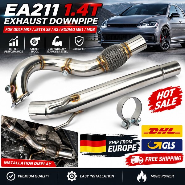 63mm 2,5" EA211 1.4T Auto-Abgasanlagen Downpipe ohne Katalysator für VW Golf MK7 Jetta SE für Audi A3 für Skoda Kodiaq Mk1 MQB Racing Abgaskrümmer Rohre Downpipe"