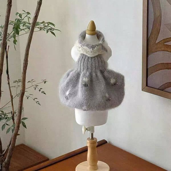 Welpen-Tulpen-Pullover Teddy Winter Warme Kleidung Bichon Frise Süßer Strickpullover Trendiger Hundepullover Haustierzubehör