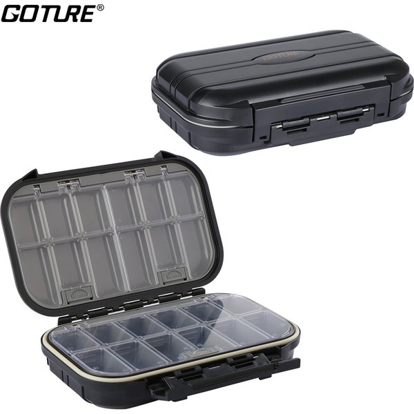 Goture Angelgerät-Boxen für Angelzubehör, 24 Fächer, doppellagig, wasserdicht, ABS, Angelbox mit starkem Köder