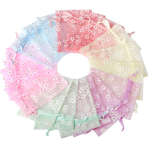 Sacs cadeaux en Organza à fleurs, 10 pièces/lot, 10x14cm 13x18cm 16x23cm, sac cadeau pour bijoux de mariage, emballage de bonbons, pochettes à cordon