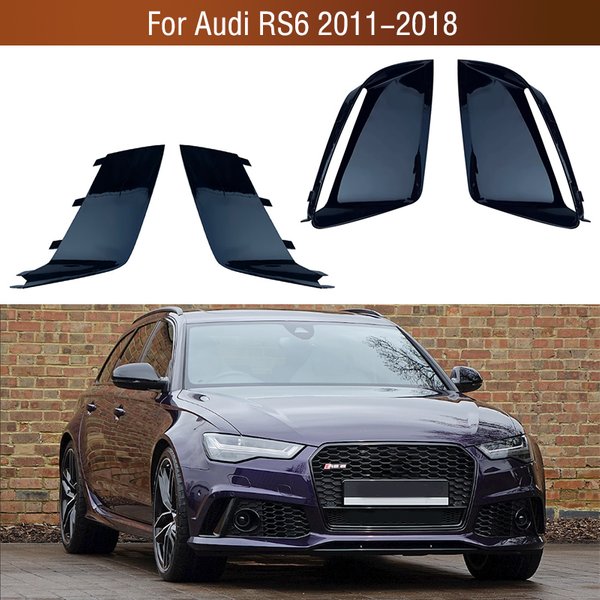 Vordere untere Stoßstange Nebelscheinwerfer Lampenabdeckung Streifenform dekorativer Deckel für Audi RS6 2011–2018 Nebelscheinwerfer schwarze Verkleidung