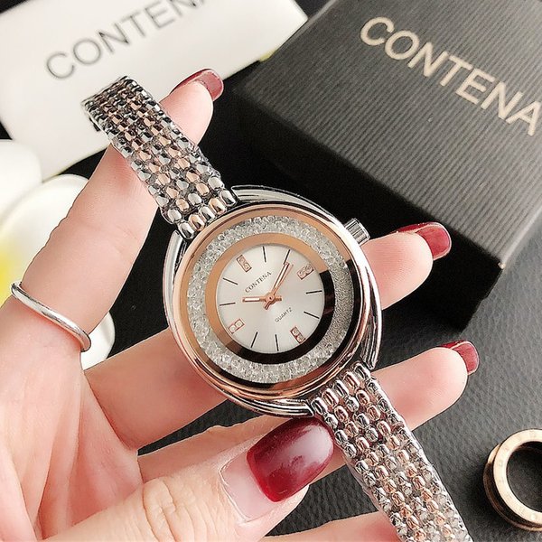 Luxus Strass Damen Edelstahl Uhr CONTENA Mode Gold Damenuhr Diamanten Ceasuri Quarz Armbanduhren Uhr