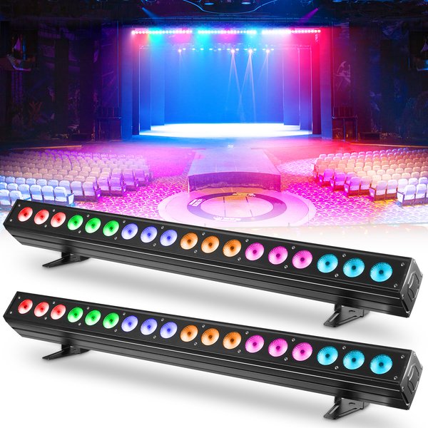 U'King 2 pièces 120W RGBWAUV mur LED lavage lumière DMX ligne barre lavage scène lumière 18LED effet pour DJ fête événements de mariage éclairage