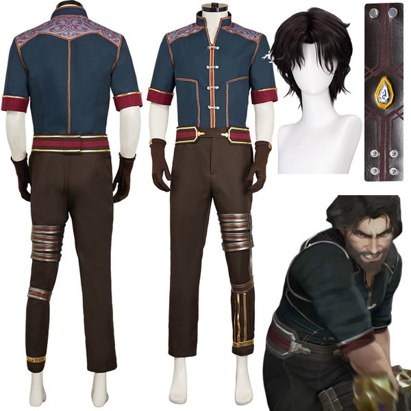 TV 2 Arcane Jayce Cosplay hommes vert rôle Costume 2024 jeu LoL déguisement tenues gants jambe bande ensemble vêtements Halloween costumes