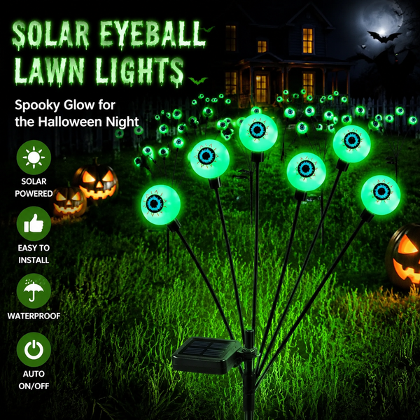 Solar Halloween Eyeball Stake Lights Outdoor Waterproof Ghost Eye Swaying Ground Lamp Garden Yard Pathway Horror Decor