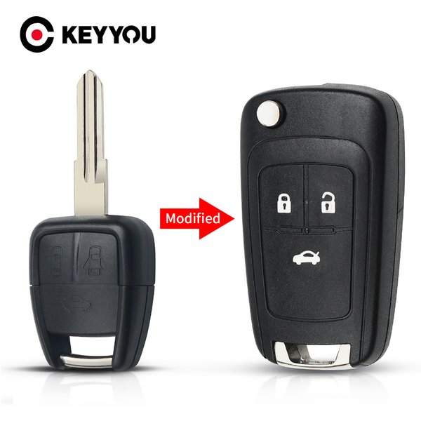KEYYOU – clé de voiture pliante, 2/3 boutons, Version modifiée, pour Chevrolet Cruze Aveo Auot, lame droite/gauche
