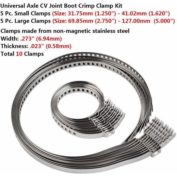 10Pcs Universal Edelstahl Clamp Clips Für Antriebswelle CV Gelenke Boot Kit Achse CV Joint Boot Crimp Clamp Kit
