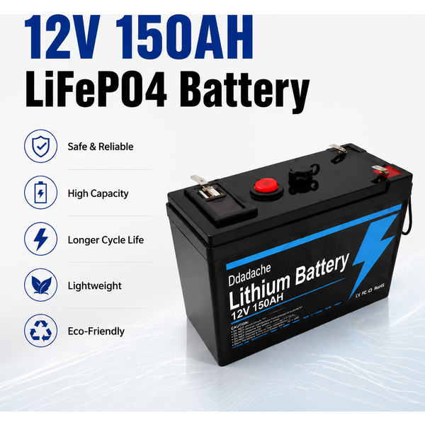 12V 150Ah LiFePO4 Lithium-Eisenphosphat-Batterie mit integriertem BMS-Schutz, wiederaufladbare Speicherbatterie für Solarpanels, Power Wheels, Fahrzeuge für Kinder, Fischfinder