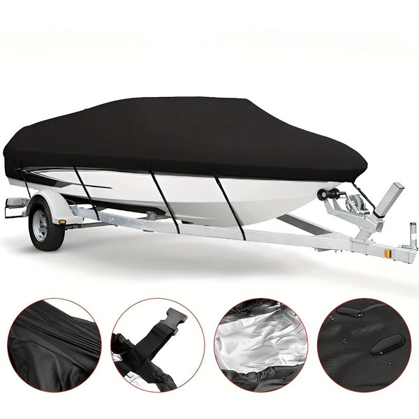 Juste de Bateau Noire Anti-UV Imperméable, Protection Extérieure, RapDuty, Marine, Hors-bord de Pêche, 190T, Yacht, 11-22FT