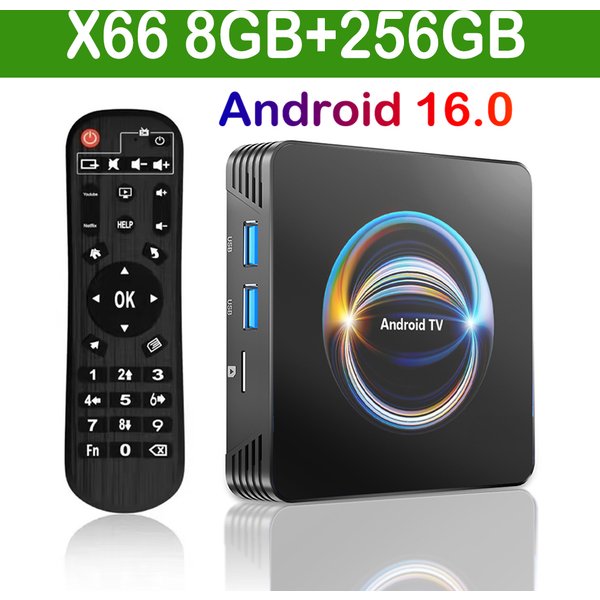 Original Android 16 X66 Smart TV Box 32GB 64GB 128GB 256GB RK3528 Bluetooth 6.0 Dual Wifi 2.4&5G Wifi6 8K Video AV1 Media Player