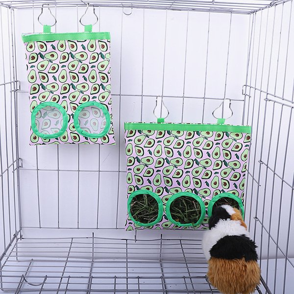 Sac à foin pour lapin, 2/3 trous, mangeoire à herbe sèche suspendue pour cochon d'inde, lapin Chinchillas, Rats, sac de stockage des aliments pour petits animaux