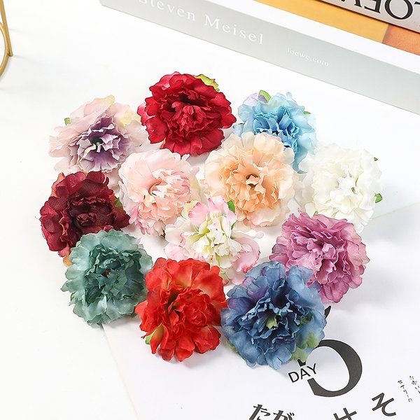 10/20pcs Nelke künstliche Seide Blumen Kopf für Muttertag Geschenk Hochzeit Home Party Dekor Scrap booking Handwerk gefälschte Blume
