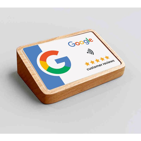 NFC Google Bewertungen Display-Ständer 2-in-1 Holzmaterial Anzeigetafel für Social Media Google Bewertungsplatte