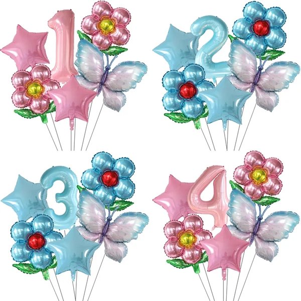 Schmetterling 40 Zoll Zahlenballons Set Rosa Blaue Sonnenblume Babyparty Dekor Heliumballon Geburtstagsfeier Hochzeit Globos Zubehör