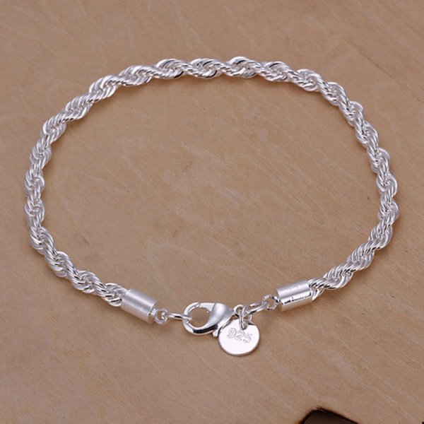 Bracelet en corde torsadée plaqué argent, bijoux pour femmes et hommes, chaîne à la mode, breloque Flash, H207, nouvelle collection