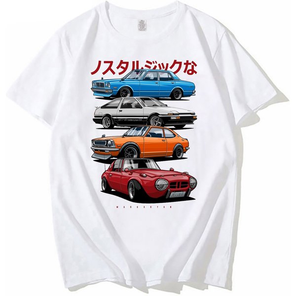 Fashion Men T-Shirts JDM Mix Sports 800 AE86 Cressida and Levin TE27 Print T-Shirt Boy Casual Tops