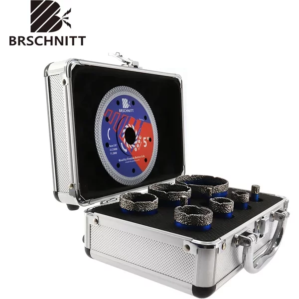 BRSCHNITT Diamant-Bohrer-Set für Keramik, Marmor, Granit, Fliesenschneider, Sägeblatt, Trennscheibe, Bohrkronen, Lochsäge
