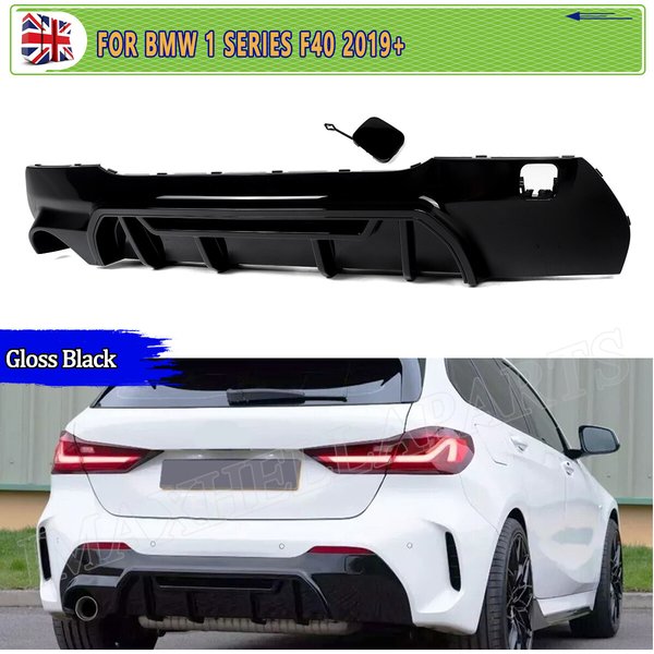 HINTEN DIFFUSER GLÄNZEND SCHWARZ Ersetzen Für BMW 1 SERIE F40 118i 120i 116d 2019 2020 2021 2022 2023 VALANCE EINZEL AUSPUFF LINKE Teile