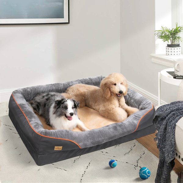 Großes Orthopädisches Hundebett, für Große und Mittelgroße Hunde, mit Abnehmbarem und Waschbarem Bezug, Wasserdichter Hundekorb mit 4 Kanten, Rutschfestes Hundesofa