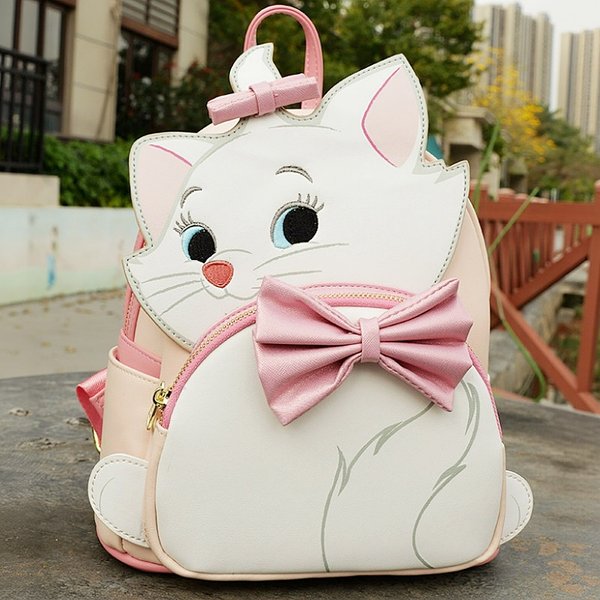Sac à dos mini Loungefly Marie Cat Print avec nœud décoratif, sac à dos décontracté pour tous les jours, sac à bandoulière tendance pour adultes.