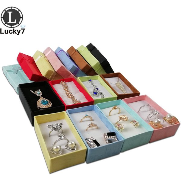Assorted Colors 12pcs/Lot Jewelry Sets Display Box For Necklace Earrings Ring 5*8*2.5cm Packaging Shadow Box Jewelry Organizer