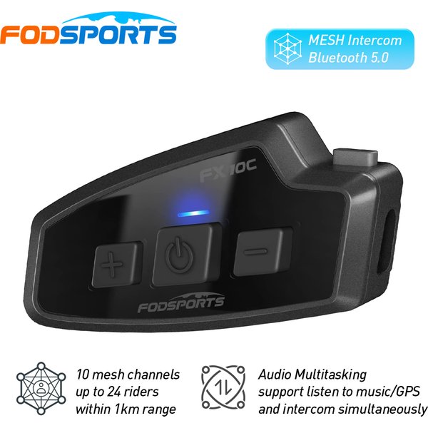 Fodsports-Casque d'interphone en maille pour moto, casque d'interphone Bluetooth, haut-parleur sans fil, motocycliste, FX 10C