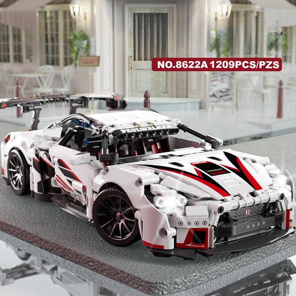 Blocs de construction compatibles avec le concept de voiture de sport blanche, blocs de construction de Super course, modèle en brique, voiture Speedcar, cadeau pour enfants