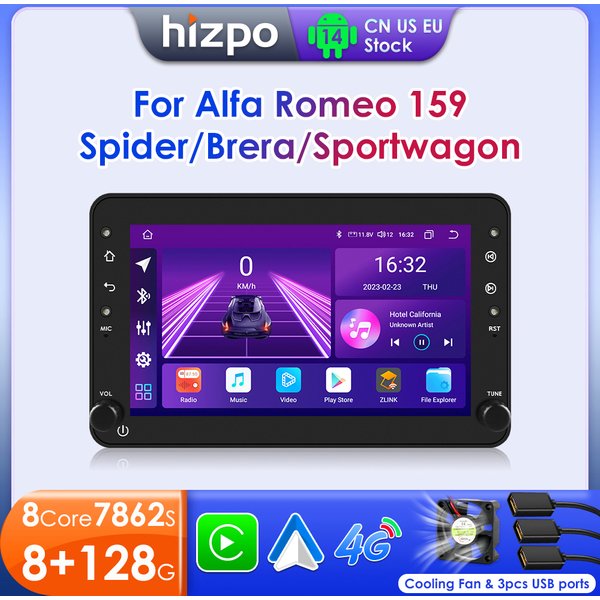 Hizpo Android Auto Radio für Alfa Romeo 159 Brera Spider Sportwagon Carplay Auto Multimedia RDS GPS 2din Autoradio AI Voice 7862