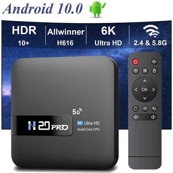 HONGTOP H20PRO Smart TV Box WiFi6 Android 10 6K 4K 3D Odtwarzacz multimedialny TV Box Android 2.4G&5G WIFI Bardzo szybki zestaw 1080P