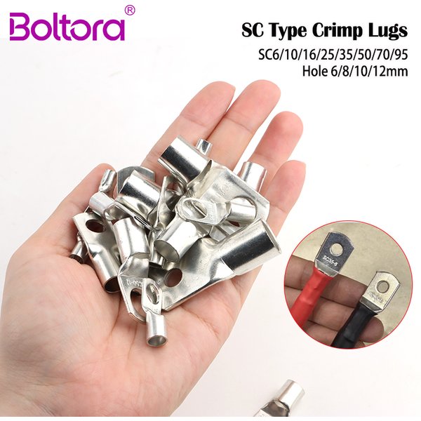 SC-Serie Kupfer-Crimpleitungsanschlüsse SC6/10/16/25/35/50/70/95 Batterieblockanschlüsse Crimpdrahtverbinder Loch 6/8/10/12mm