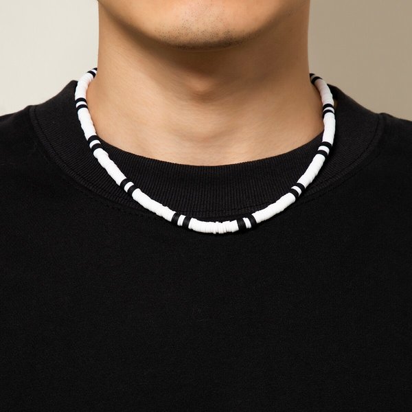Collier ras du cou en argile polymère pour hommes et femmes, simple, vintage, court, clavicule, noir et blanc, bijoux Boho, cadeau JOParty, été