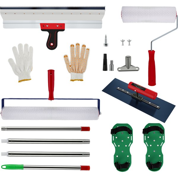 Selbstnivellierendes Epoxid-Bodenkit mit 2m Verlängerungsgriff, gezahntem Schaber, Spikeschuhschuhen und großem Schaber für DIY-Projekte