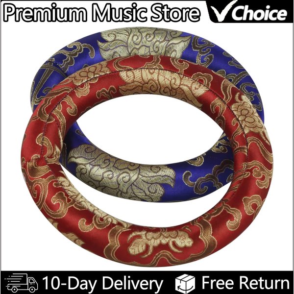 Music Bowl Gasket Home Decorative Mat Musical Instrument Accessories Red Blue Silk Mat Yoga Meditation Buddhism Tibetan Bowl