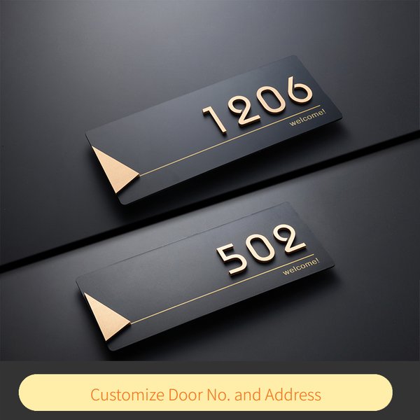 Acrylic Door Plate Shop Sign Customize House Number Family Name Address Letter for Office Apartment Hotel with Sticker or Magnet