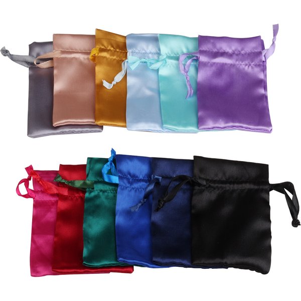 Sac cadeau en Satin de soie douce, 10 pièces/lot, 8x10cm10x15cm, tissu lisse, anneau, Bracelet, collier, rangement de bijoux, emballage, pochettes à cordon