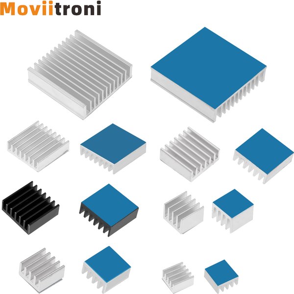 Dissipateur thermique en aluminium multi-échelle, radiateur de refroidissement pour puce électronique IC Raspberry Pi avec bande conductrice thermique, 1/10 pièces