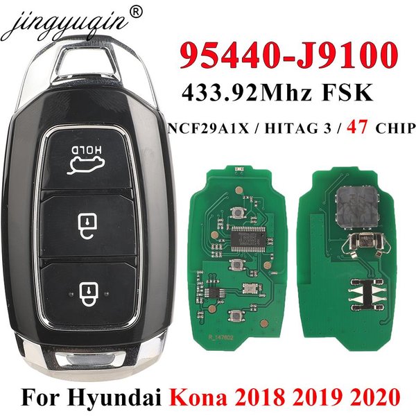 jingyuqin 95440-J9100 Remote Car Key 433mhz ID47 Chip For Hyundai Kona 2018 2019 2020 FOb Auto Proximity Smart KeylessGo Control